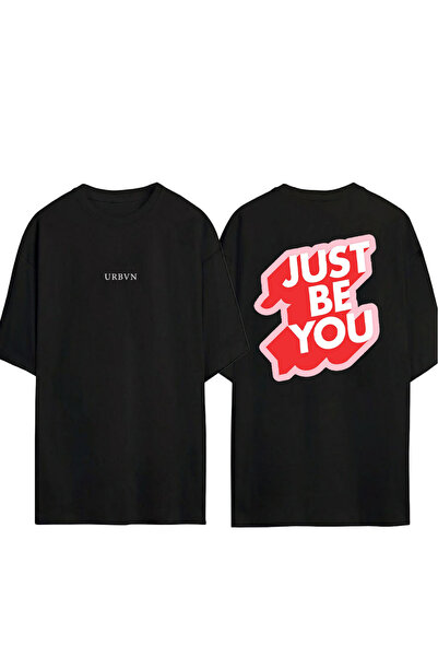 urbvn Μπλουζάκι Just Be Tasarım με στάμπα, μαύρο, oversized