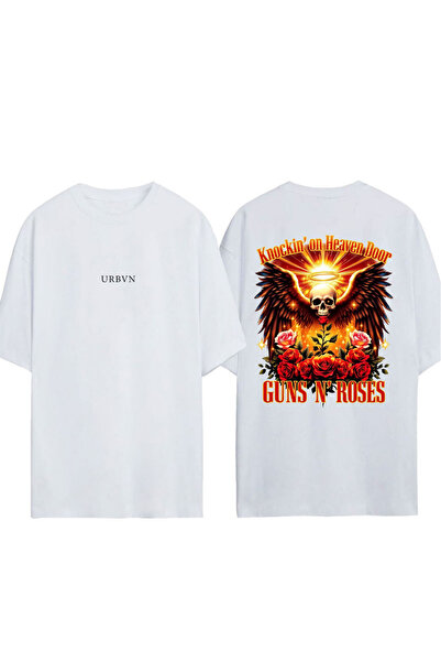 urbvn Heaven Door Design Printed White Oversized T-Shirt