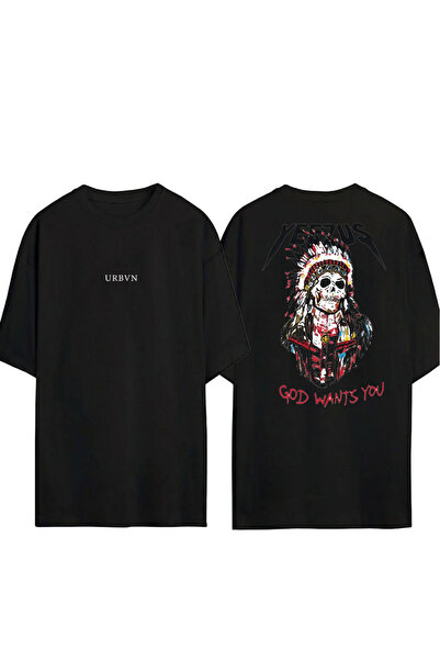 urbvn Yeezus Design T-shirt sa štampanim uzorkom, crna, veće veličine