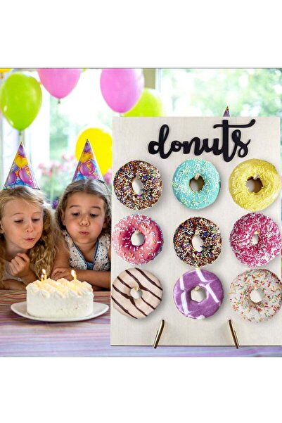 Generic Wood Donut Wall Display Stand - Reusable Doughnut Stand, Holds 9 Donuts