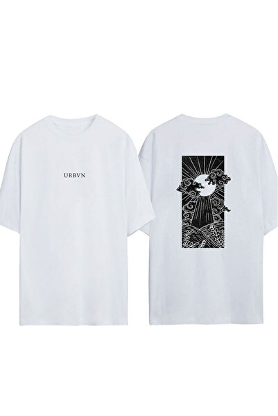 urbvn Japan Sun Design Printed White Oversized T-Shirt