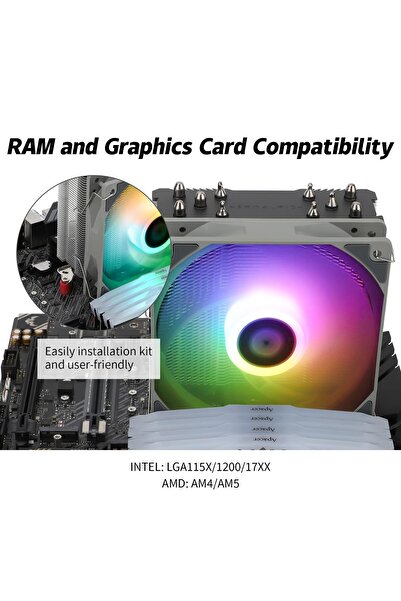 OEM Cooler CPU Assassin King 120 SE ARGB, 120×73×148 mm, cu 5 heatpipe-uri, ventilator PWM TL-C12C-S, silențios