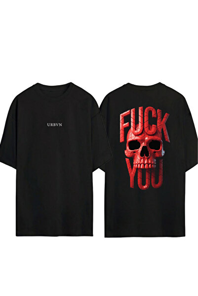 urbvn Μπλουζάκι F YOU με στάμπα σχεδίου, μαύρο, oversized