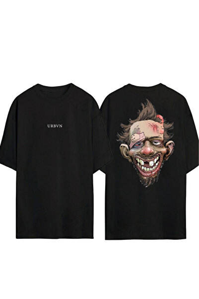 urbvn JUST MAN Σχεδιασμός με στάμπα Μαύρο Oversize T-shirt