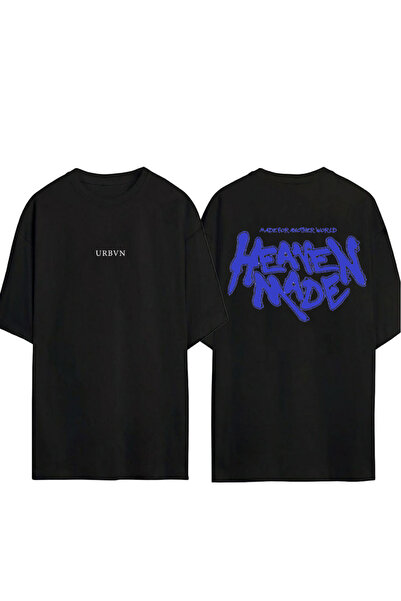 urbvn Μπλουζάκι Heaven Made Design με στάμπα, μαύρο, oversized