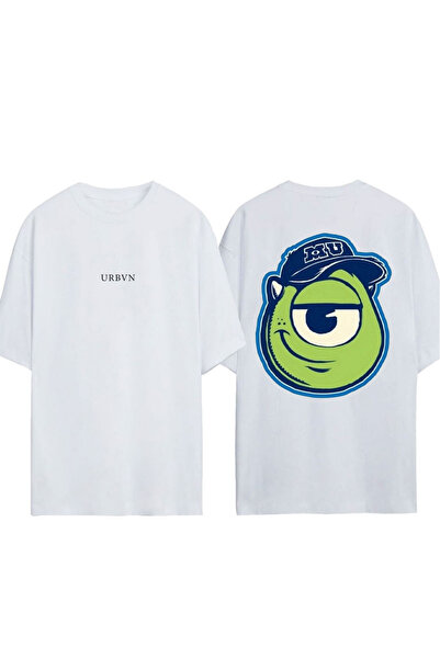 urbvn تي شيرت مونسترز ديزاين مطبوع أبيض قصة فضفاضة