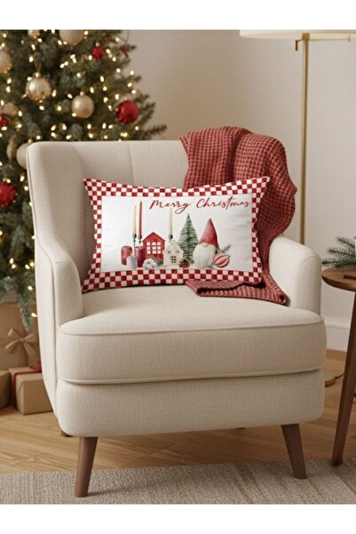 milroma Evmila House and Dwarf Pattern Velvet Rectangular Cushion Cover 35X55 cm Double Sided Printed Zippers