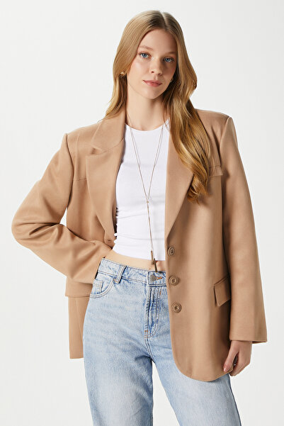 Ritnice Women's Thomas Suede Tan Blazer Jacket: