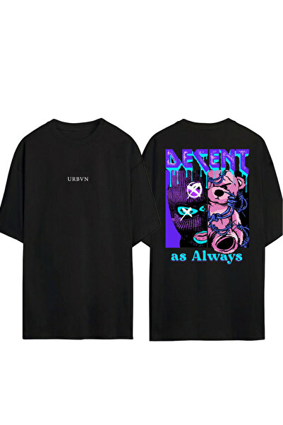urbvn Decent Design Printed Black Oversized t Shirt