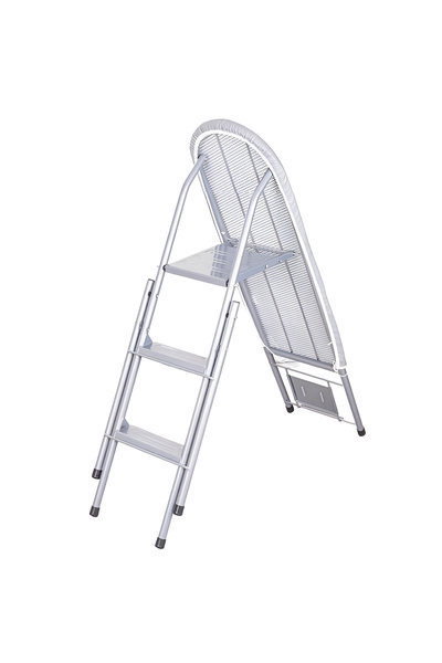 Cady One 2-in-1 foldable ironing board and 3-step ladder, versatile design with a durable aluminum frame