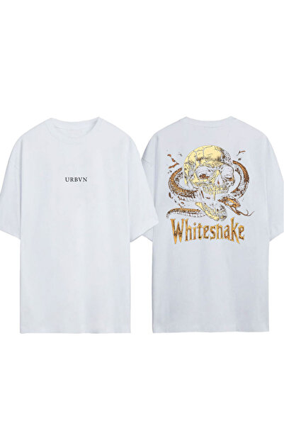 urbvn Tricou supradimensionat alb cu imprimeu Whitesnakes Design
