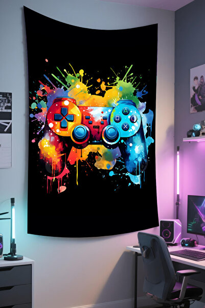 RUGRUMBA غطاء جداري للاعبين - بطابع الألعاب، قماش عالي الجودة، سجادة جدارية