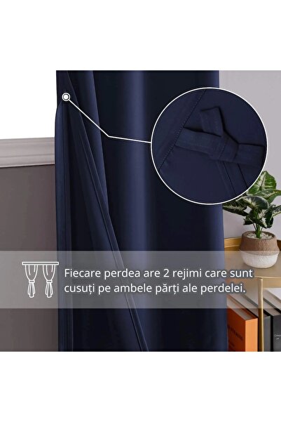 DWCN Blackout Curtain, 2 Pieces, Thermal Insulation, Bedroom and Living Room, Dark Blue, 175x140cm