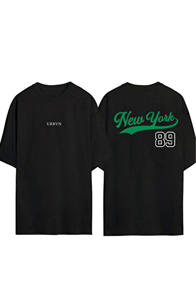 urbvn Μπλουζάκι New York 89 με στάμπα σε μαύρο χρώμα και oversized γραμμή