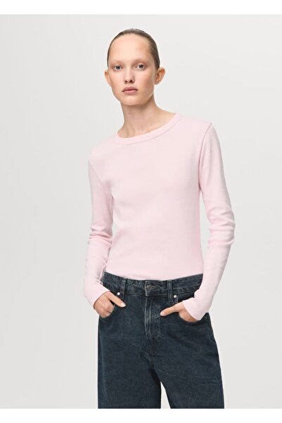 MANGO Woman Uzun kollu pamuklu tişört