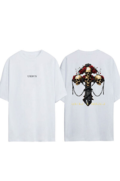urbvn GUNSNROSES Tricou supradimensionat alb cu imprimeu de design