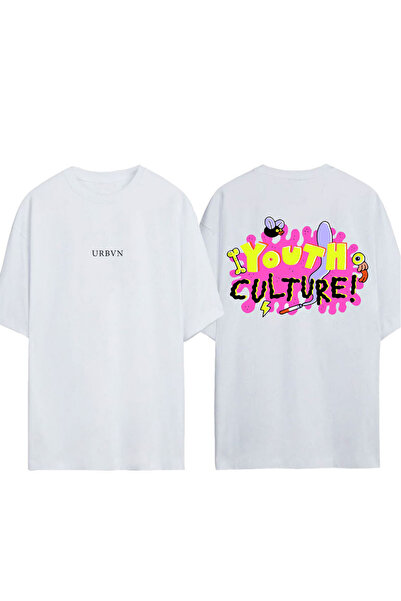 urbvn Μπλουζάκι Youth Design με στάμπα σε λευκό χρώμα, oversized