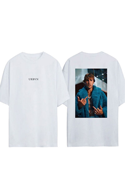 urbvn تي شيرت بوب ستار ديزاين مطبوع أبيض قصة فضفاضة
