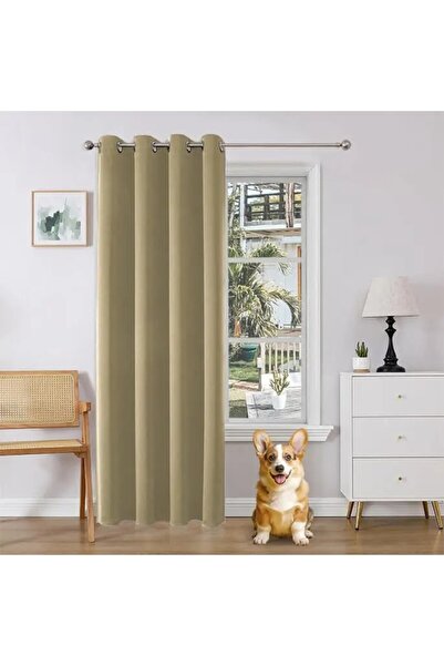 JOYDECO Blackout Door Curtain, Thermal Insulation, Beige, 140x250 cm