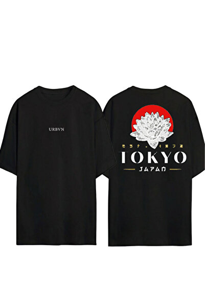 urbvn Tokyo 1 Design majica sa štampanim dizajnom, crna, prevelika