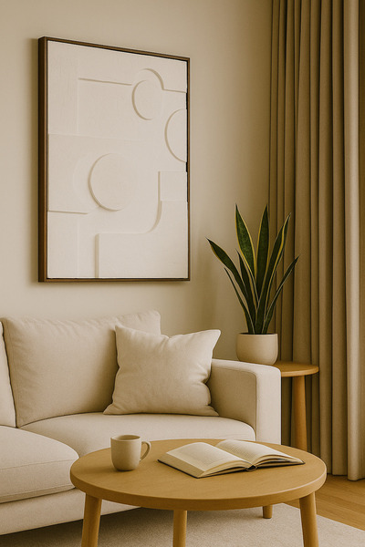 Lotus Home&More El Yapımı-Ahşap Çerçeveli-3 Boyutlu-Dokulu-Alçı Tablo-Modern ...