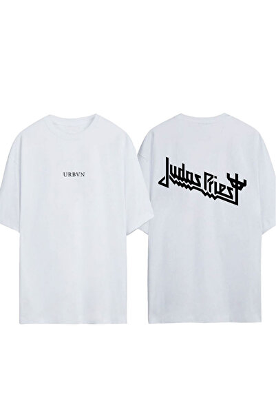 urbvn تي شيرت جوداس ديزاين مطبوع أبيض قصة فضفاضة