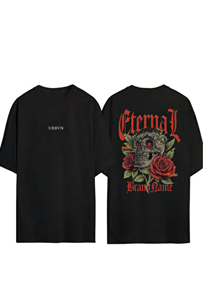 urbvn Tricou oversize negru cu imprimeu Eternal Design