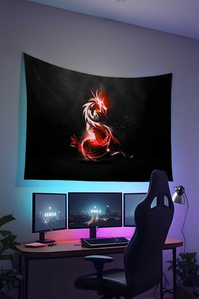 RUGRUMBA Gamer Duvar Örtüsü – Gaming Temalı, Kaliteli Kumaş, Tapestry Duvar H...