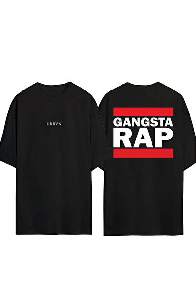 urbvn Rap Design Printed Black Oversized t Shirt