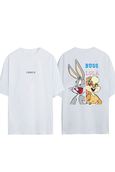 urbvn Bugs Lola Design Printed White Oversized T-Shirt