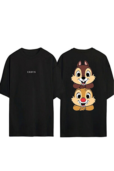 urbvn Crna majica sa nadimkom "Squirrels Design" u velikom izgledu
