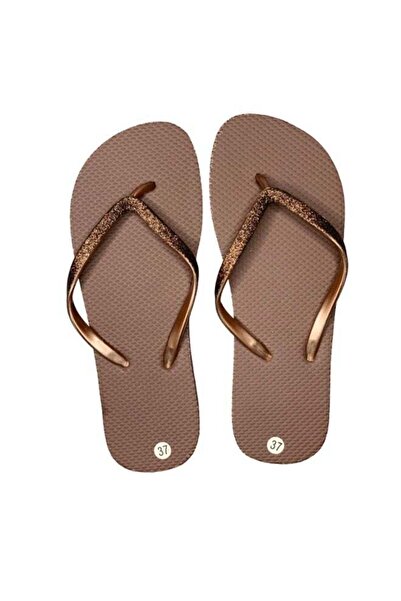 INFLUENCE Germany Women's Glitter Strap Flip-Flops – Brown