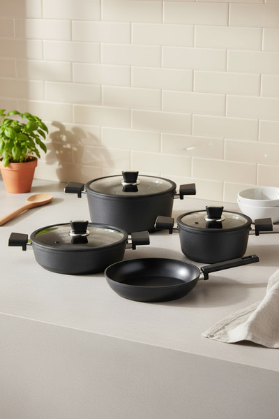 Bernardo Mayasa 7 Parça Seramik Tencere Seti Siyah