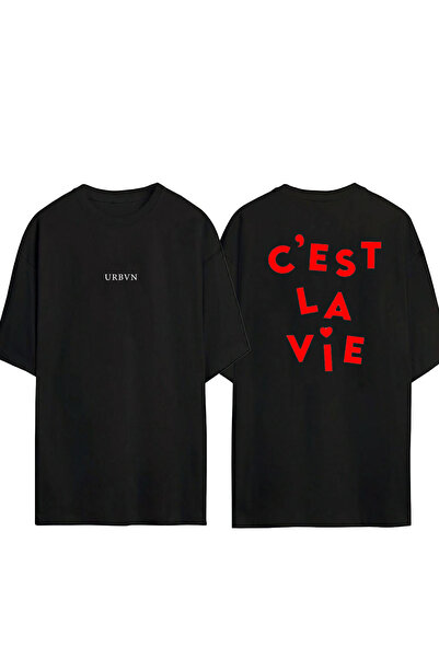 urbvn Cest La Vie Design B Printed Black O Oversized t Shirt