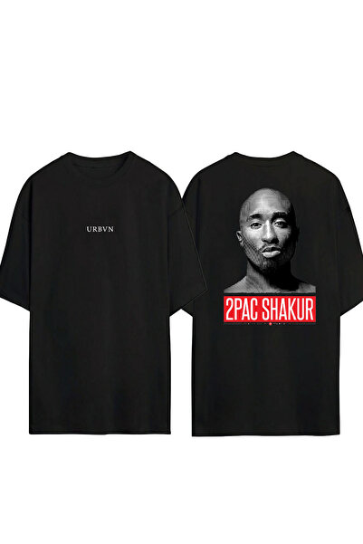 urbvn Tricou oversize negru cu imprimeu 2PAC 4 Design
