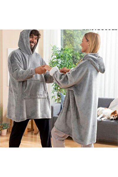 OEMN Hooded Blanket Hoodie with Fur - Gray