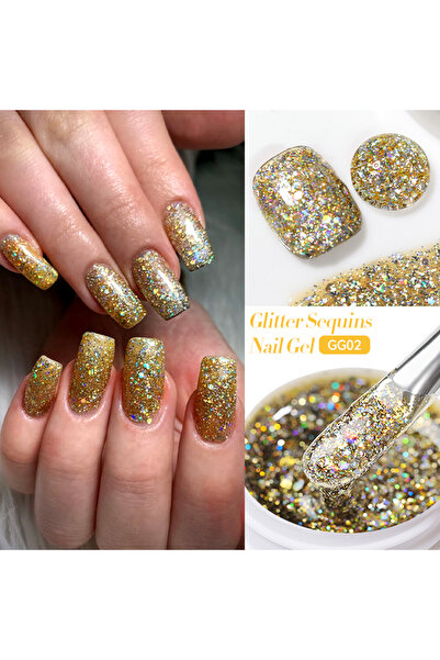 Born Pretty Glitter Sequins Gel/Pullu Simli Kalıcı Jel Oje(GG02)-7ml