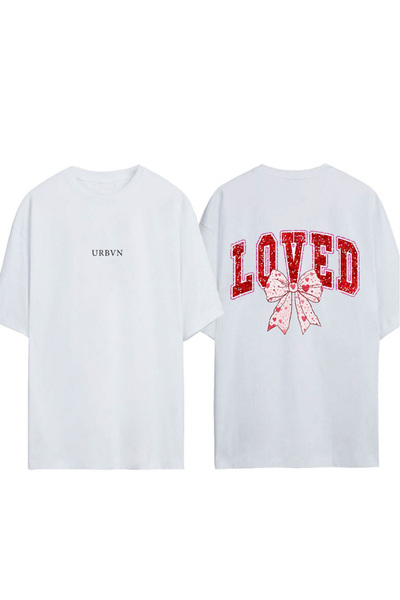 urbvn Tricou supradimensionat alb cu imprimeu LOVED Design