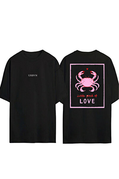 urbvn Μπλουζάκι ScrabLove με στάμπα σε μαύρο χρώμα και oversized γραμμή
