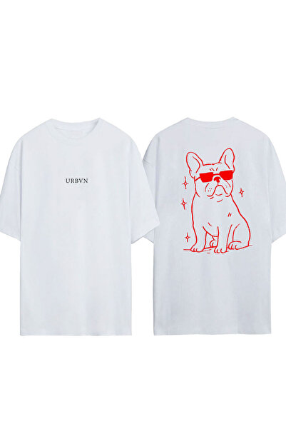 urbvn Μπλουζάκι Cool Dog Design με στάμπα, λευκό, oversized