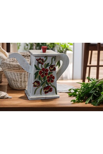 Decoratiuni Vintage Casa Retro Teapot box, for tea, coffee, made of wood, hand-painted