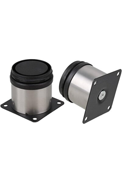 OEM Set de 4 picioare pentru mobilă, oțel inoxidabil, 60 x 50 mm, argintiu/negru