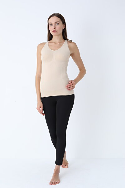 Serena Stitch-Free shaping tank top with silicone band – beige