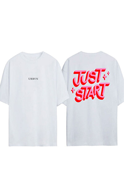 urbvn قم ببدء تصميم مطبوع تي شيرتًا أبيضًا قصة فضفاضة