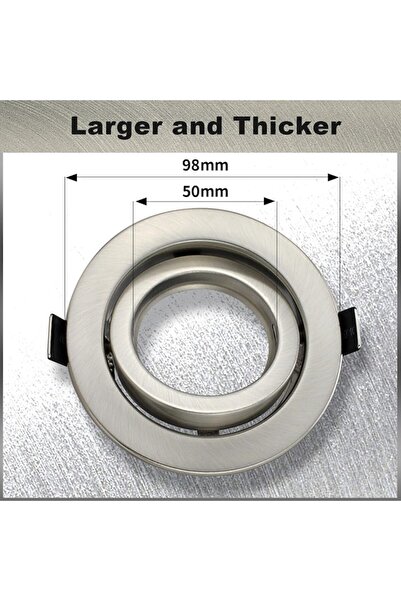 AOEH Set of 6 Recessed GU10 Spotlights, Stainless Steel, 30° Adjustable, Cutout 76-90mm, Diameter 98mm