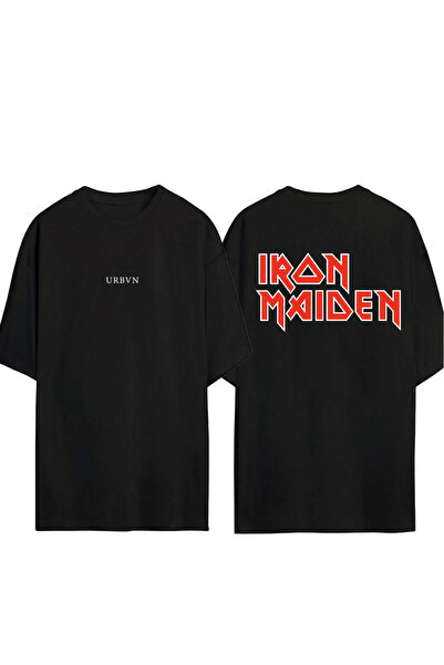 urbvn Μπλουζάκι IronMaiden με στάμπα σε μαύρο χρώμα και oversized γραμμή
