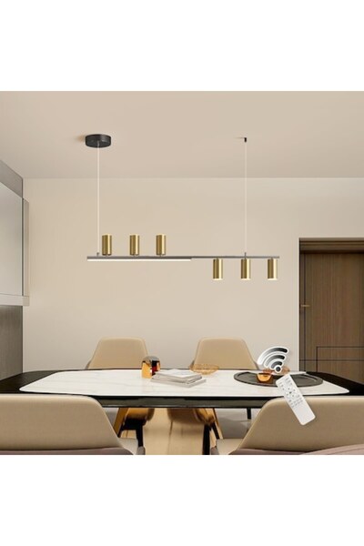 GEADI LED Chandelier 110cm, Dimmable with Remote, 40W, 6+1 Lights, Black