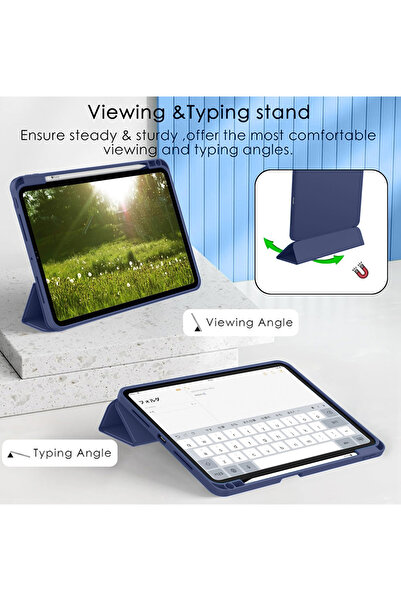 Wtech غطاء حماية ذكي قابل للطي من الجلد مع حامل قلم لجهاز Apple iPad Pro 11 5G 2025 (M5) مقاس 11 بوصة