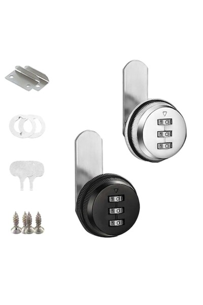 kmkrr Set of 2 combination locks, zinc alloy, 20mm, silver and black