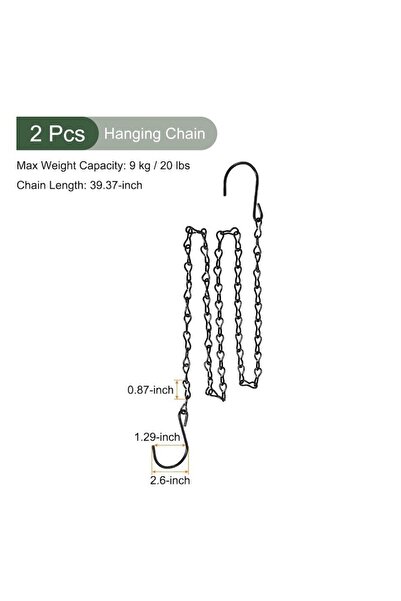 YEE PIN Suspension Chains, YOKIVE, Double S Hook, 2 pcs, Length 100 cm, Black